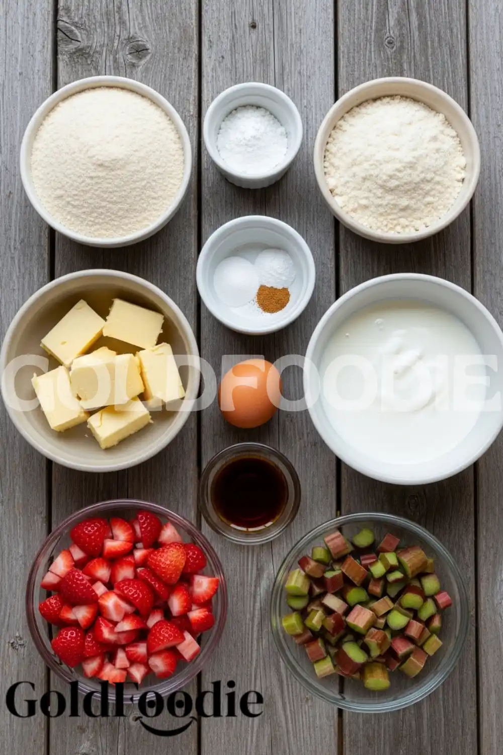 Ingredients for Healthy Strawberry Rhubarb Scones Ingredients for Healthy Strawberry Rhubarb Scones