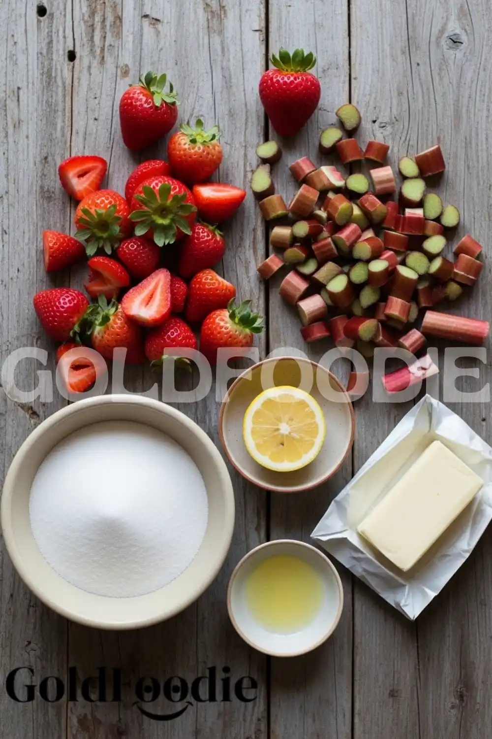 Ingredients for Homemade Strawberry Rhubarb Jam Ingredients for Homemade Strawberry Rhubarb Jam