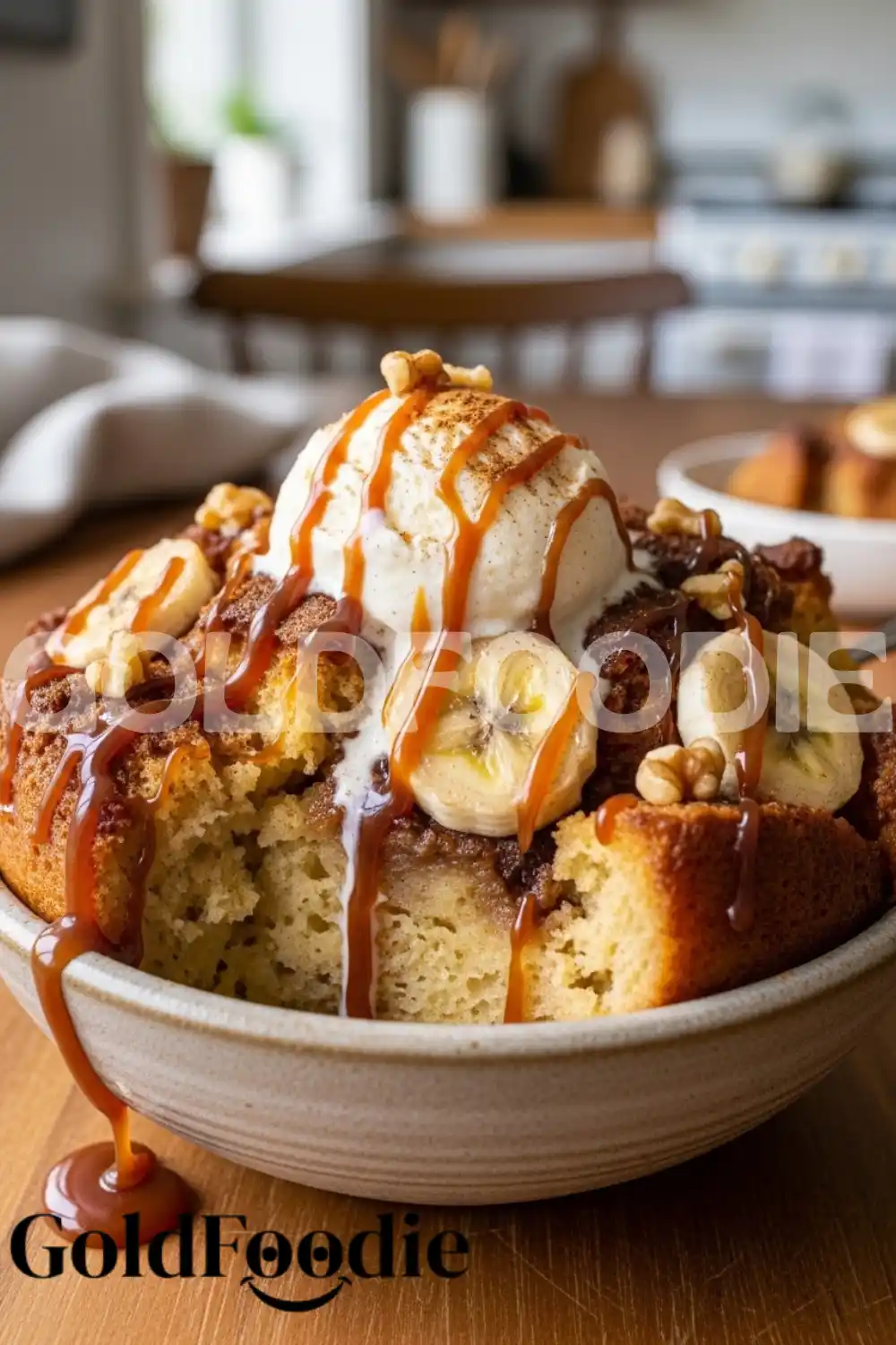 Keto Banana Bread Pudding with Caramel Drizzle