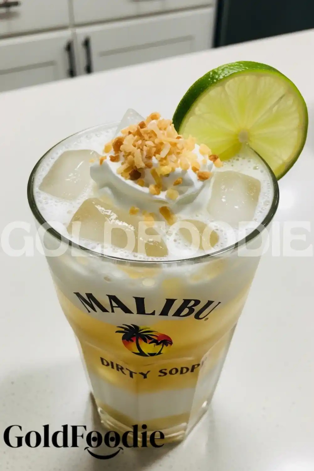 Malibu Dirty Soda in Branded Glassware