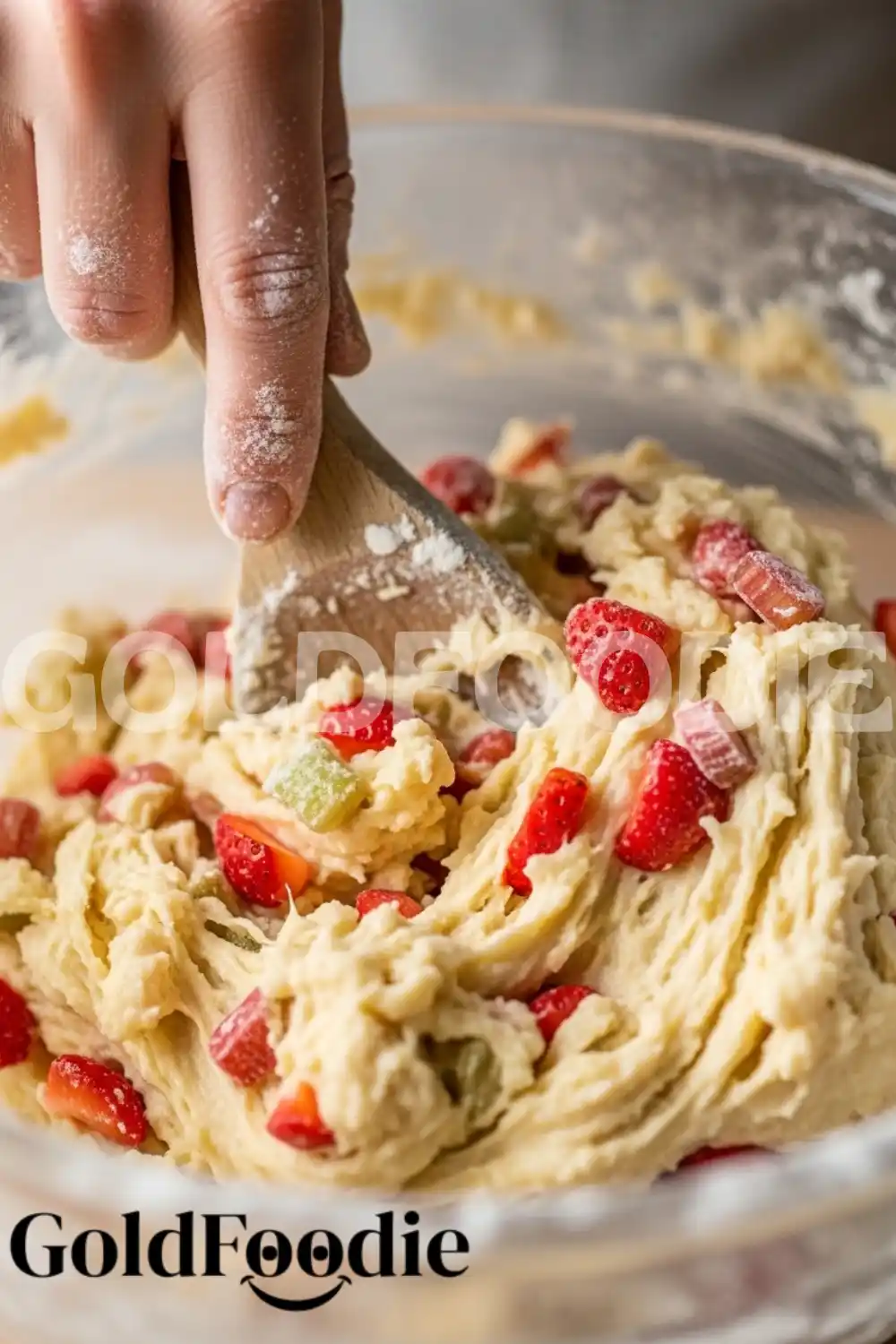 Mixing Strawberry Rhubarb Scone Dough Mixing Strawberry Rhubarb Scone Dough
