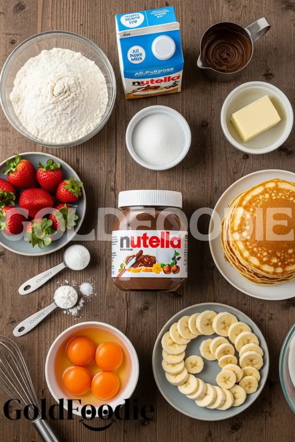 Nutella Pancake Ingredients Flatlay Nutella Pancake Ingredients Flatlay