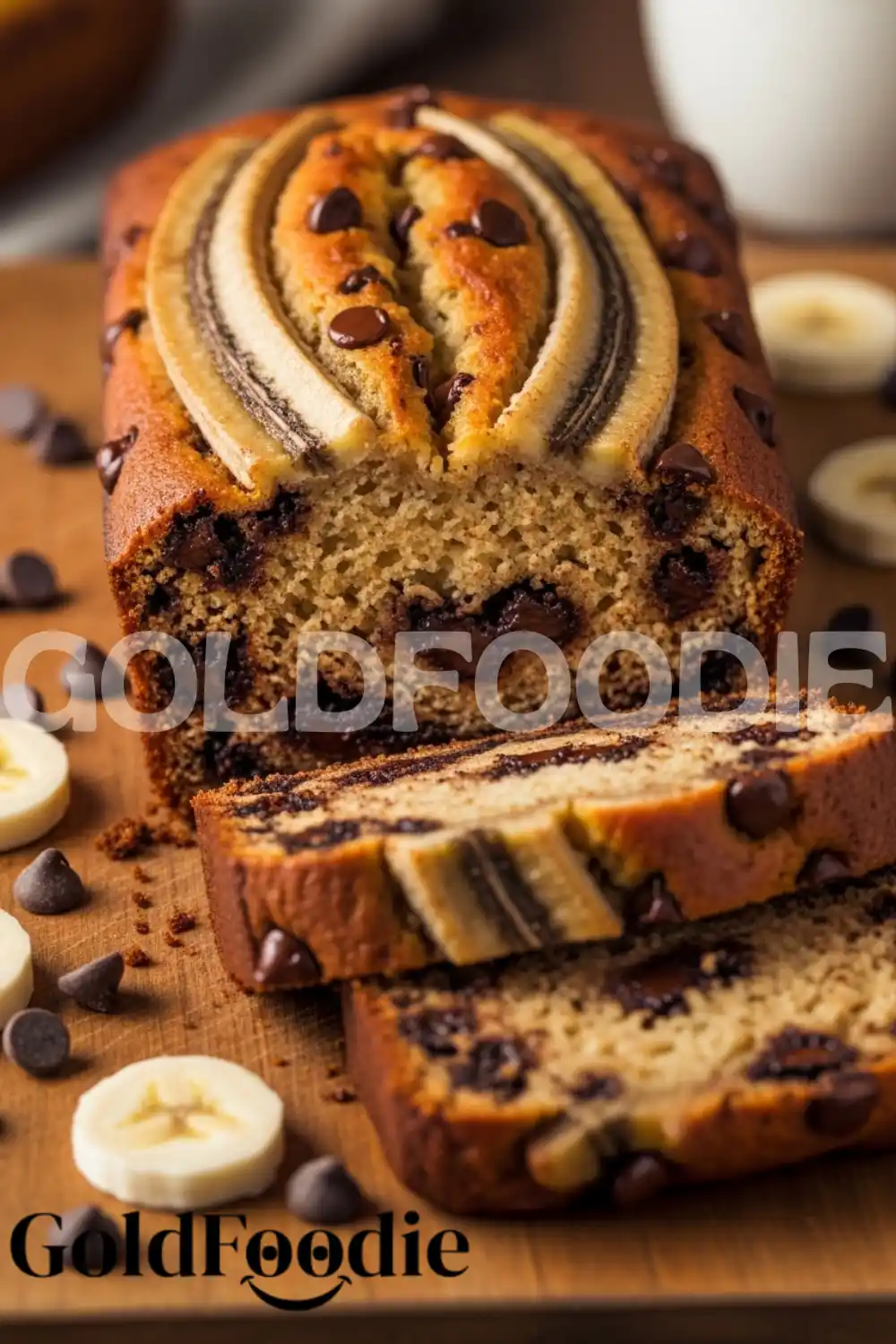 Protein Chocolate Chip Banana Bread Close-up Protein Chocolate Chip Banana Bread Close-up