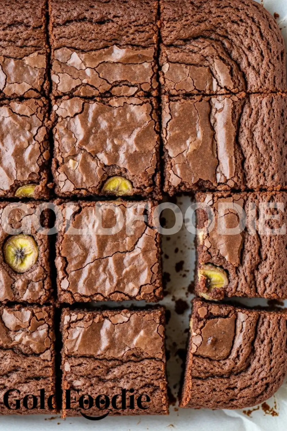 Sliced Banana Brownies with Banana Coins