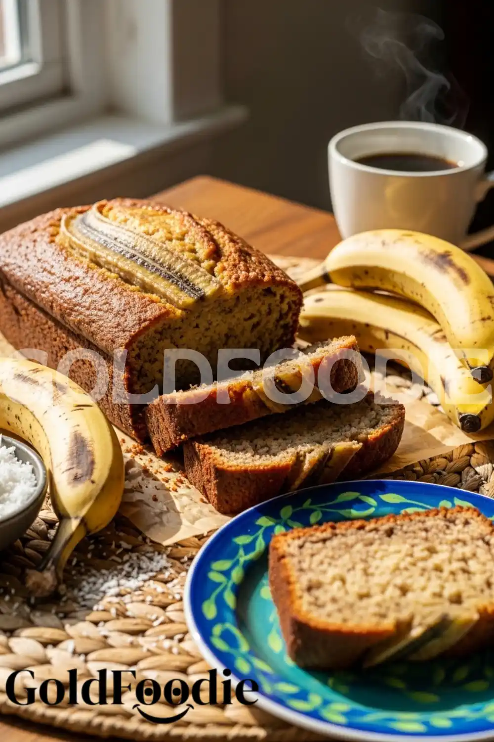 Sliced-Jamaican-Banana-Bread-with-Coffee