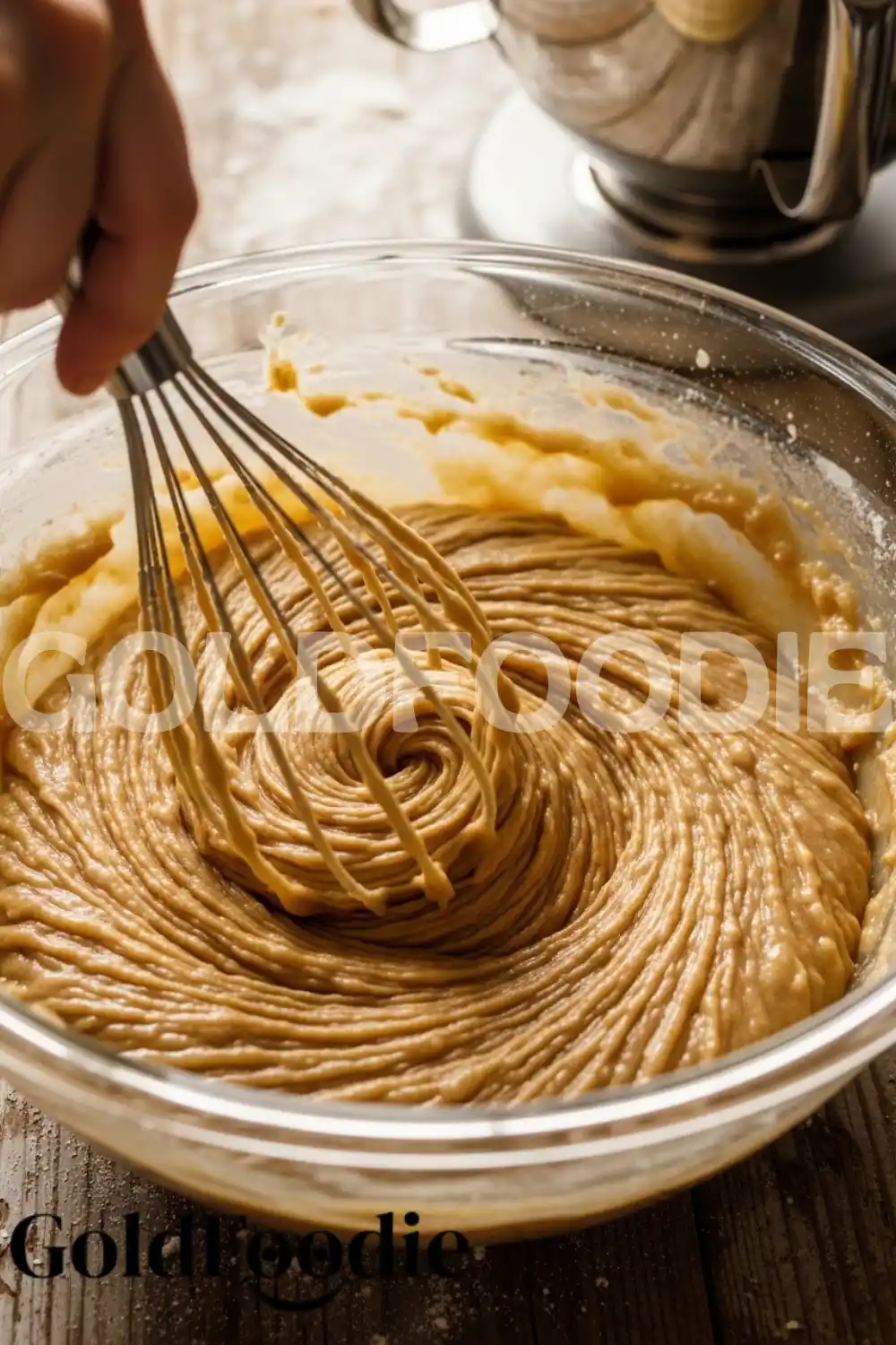 Whisking Banana Bread Batter in Glass Bowl Whisking Banana Bread Batter in Glass Bowl