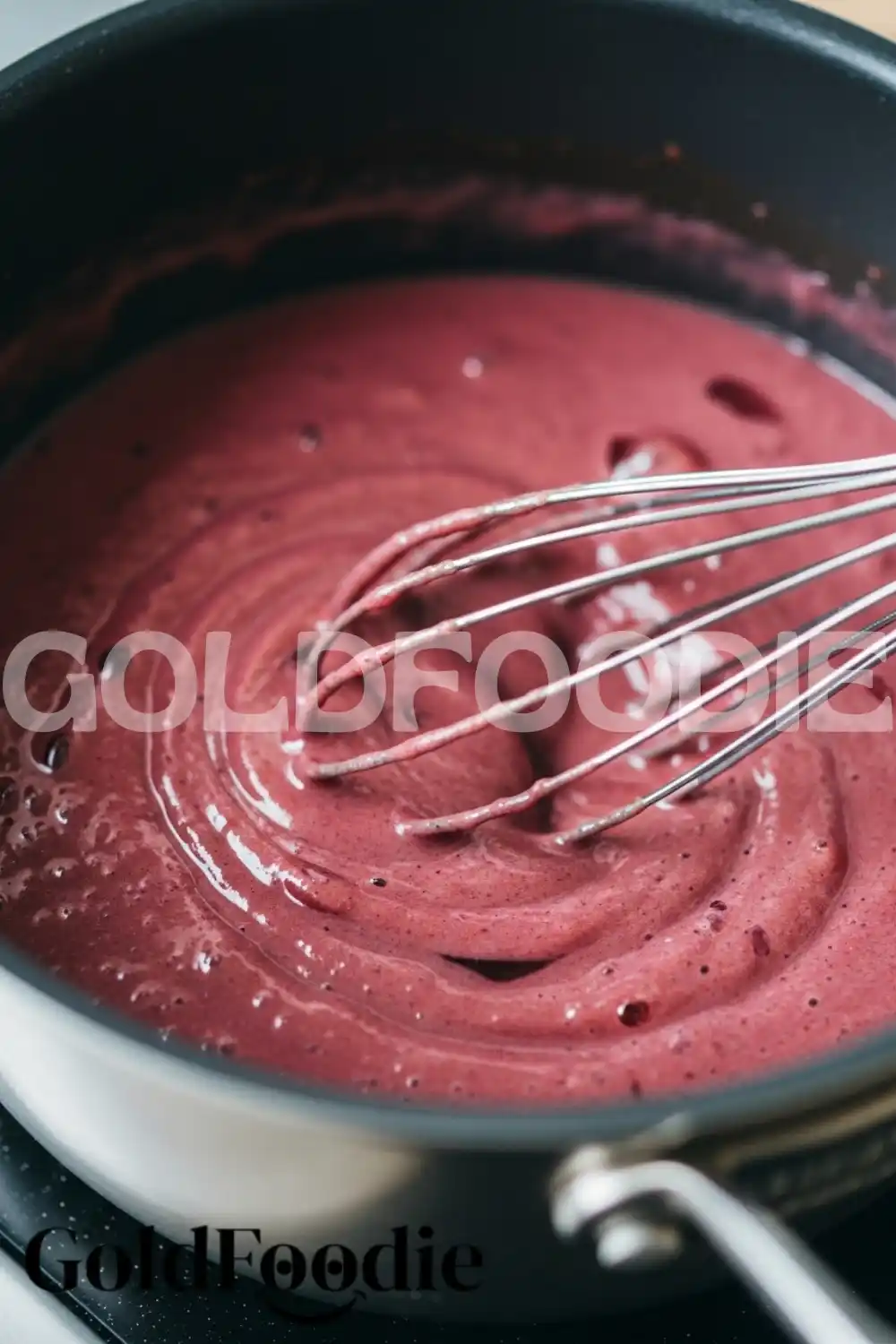 Whisking Berry Gelatin Mixture in Saucepan