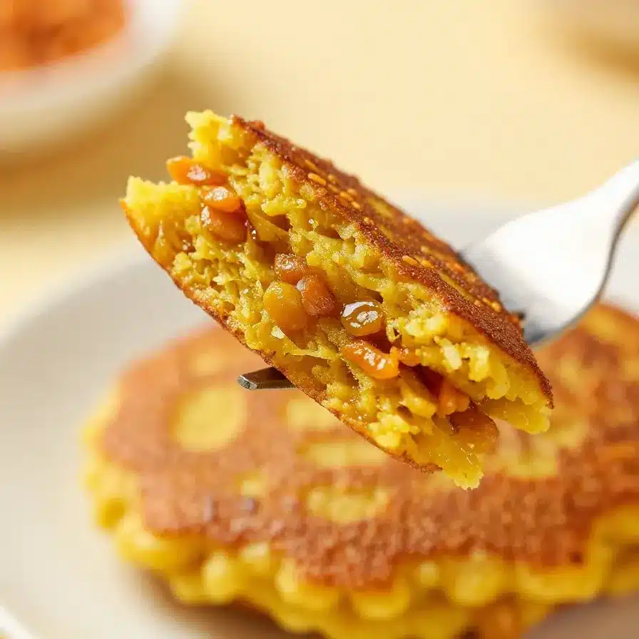 Masoor Dal Chilla | Savory Red Lentil Pancakes 5 Close-up of Masoor Dal Chilla served on a plate with chutney on the side.