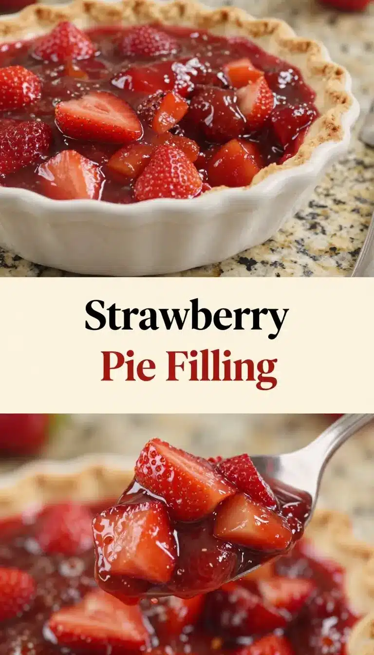 Close-up of a bowl filled with vibrant strawberry rhubarb pie filling.