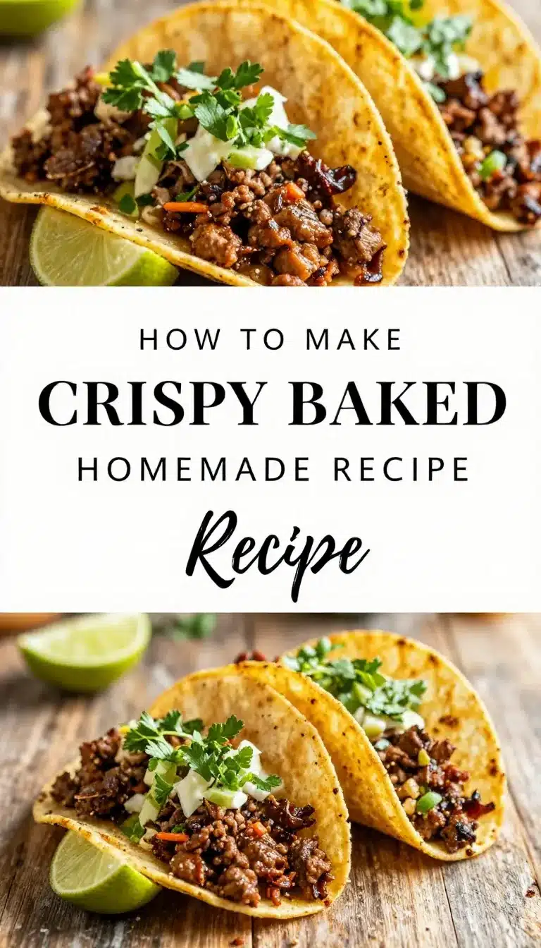 A tray of crispy baked ground beef tacos with melted cheese and fresh toppings.