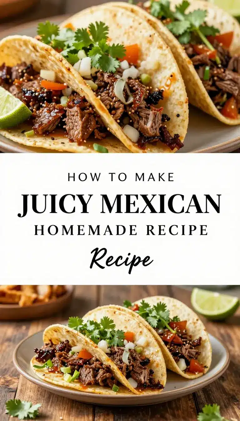 Juicy Mexican Steak Tacos You’ll Love! 9 Close-up of juicy Mexican steak tacos served with fresh toppings.