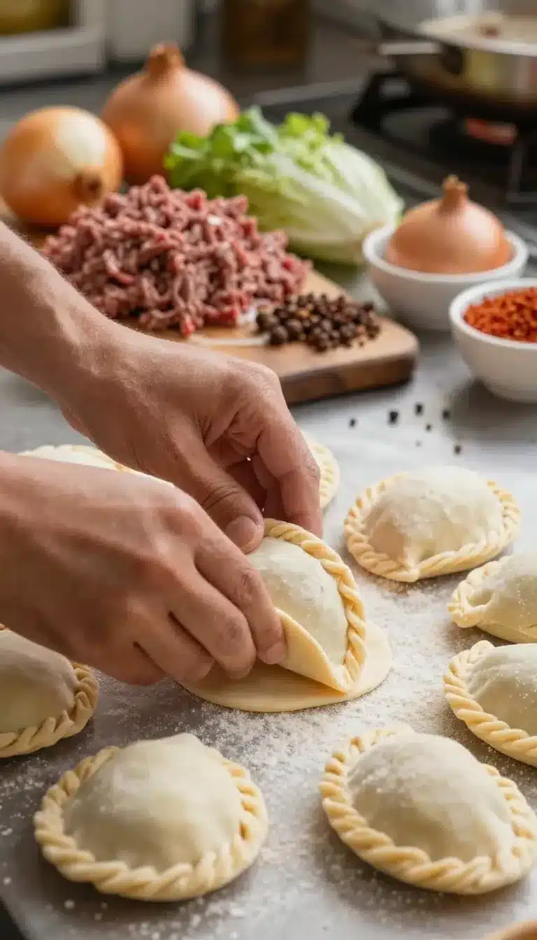 How to make authentic Colombian beef empanadas 9 A plate of freshly made Colombian beef empanadas served with a side of salsa