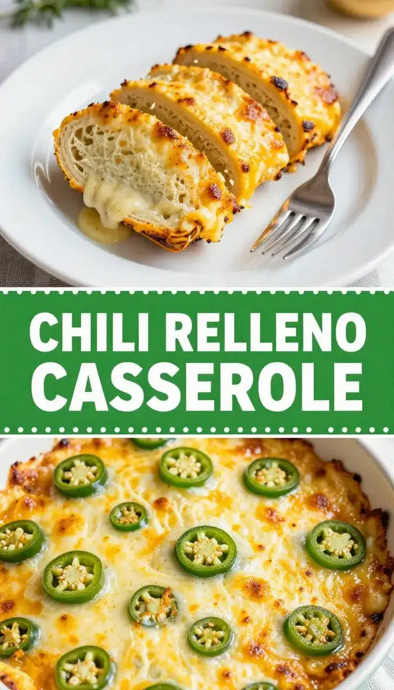 Chili Relleno Casserole 9 A freshly baked chili relleno casserole served in a glass dish.