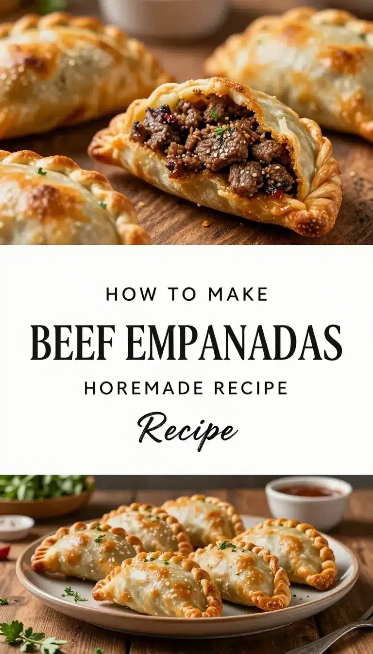 Delicious golden-brown beef empanadas on a white plate