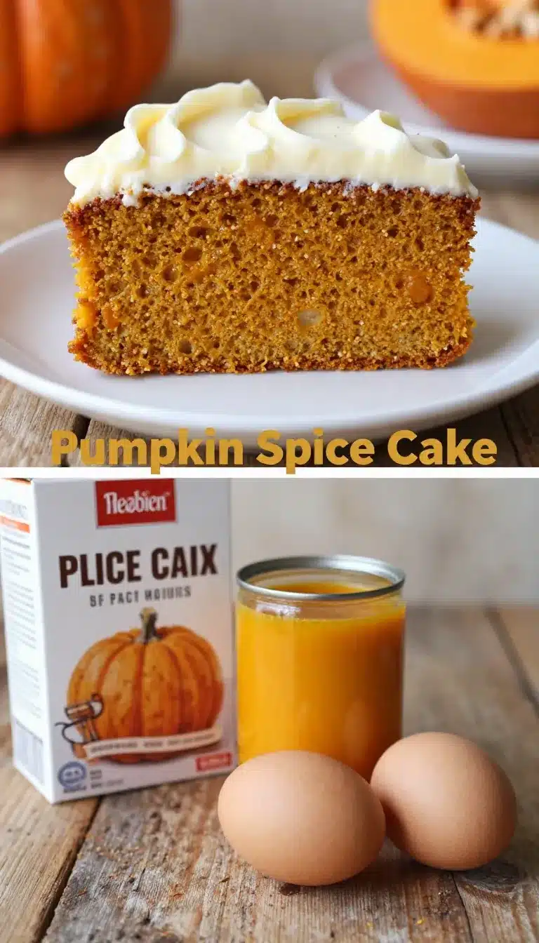 Simple and Delicious Pumpkin Spice Cake 9 A freshly baked pumpkin spice cake topped with cream cheese frosting and garnished with cinnamon.