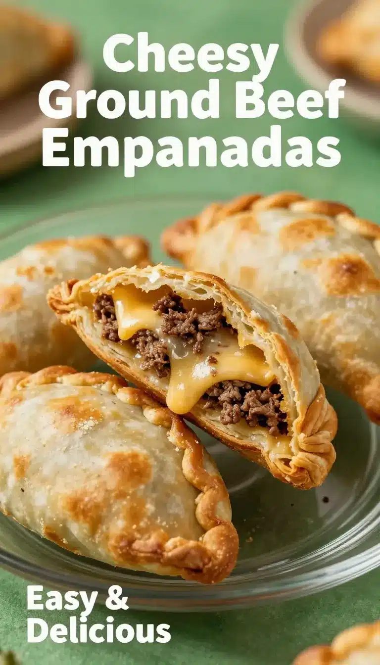 Golden brown empanadas filled with savory ingredients on a wooden table
