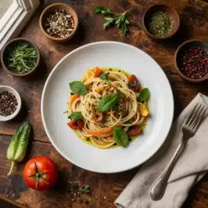 A bowl of Buldak Carbonara topped with cheese and green onions