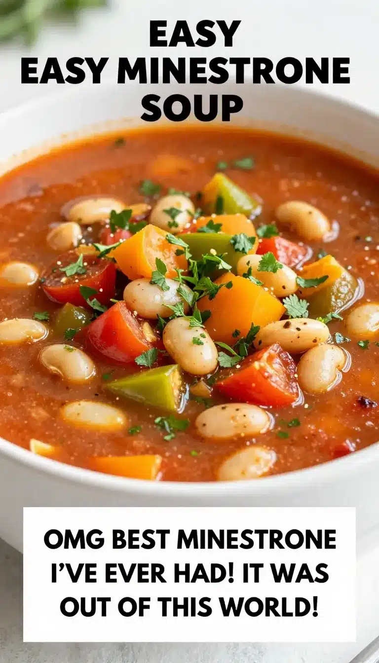 Classic Minestrone Soup Recipe 9 A bowl of classic minestrone soup served with fresh bread on the side.