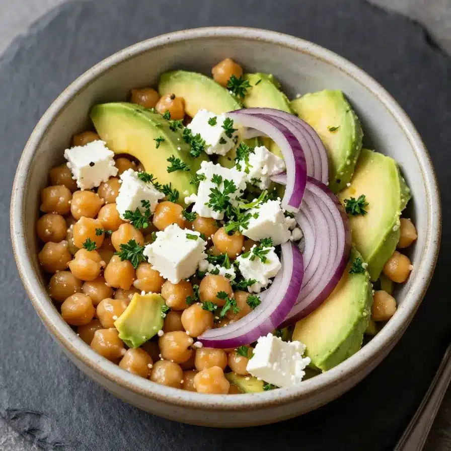 Chickpea Feta Avocado Salad