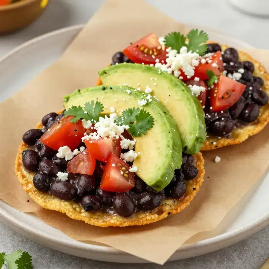 Creamy Black Bean Avocado Tostadas