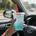 Perfect Order: Coconut, Vanilla, Blue Raspberry, and Cream Drink 4 A colorful drink featuring layers of coconut, vanilla, blue raspberry, and cream served in a tall glass with a straw