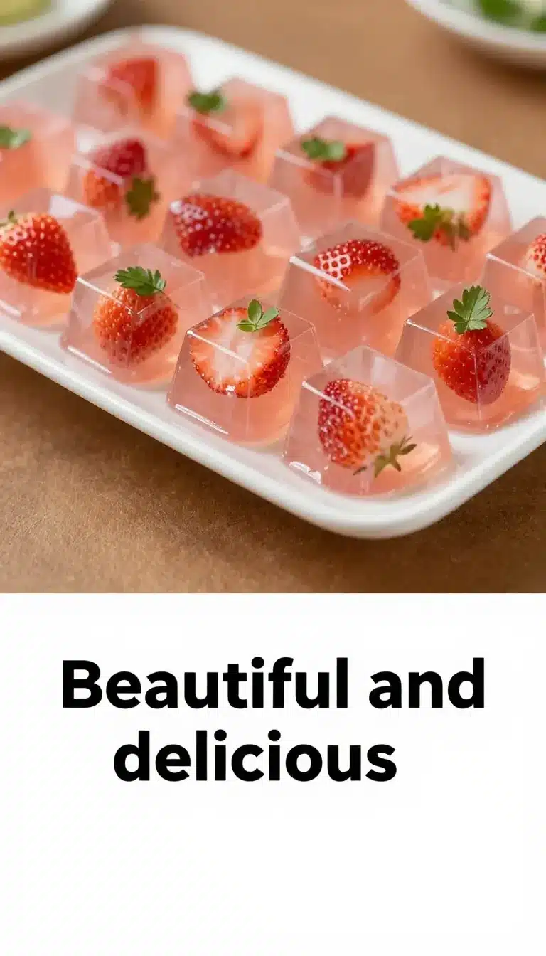 A close-up of sweet milk jello topped with fresh fruits like strawberries, kiwi, and blueberries served on a white plate.