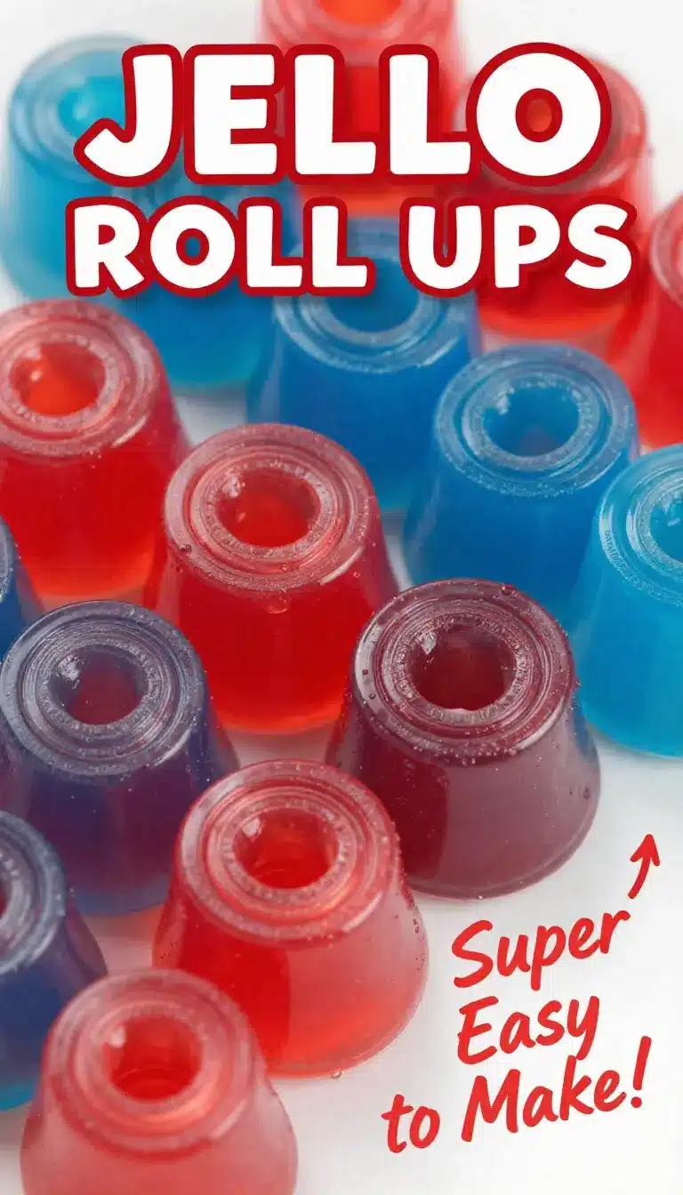 Strawberry Jello Roll Ups Recipe 8 Delicious strawberry jello roll ups on a white plate