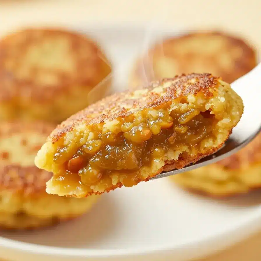 Golden-brown Masoor Dal Chilla served on a plate with chutney and garnish.