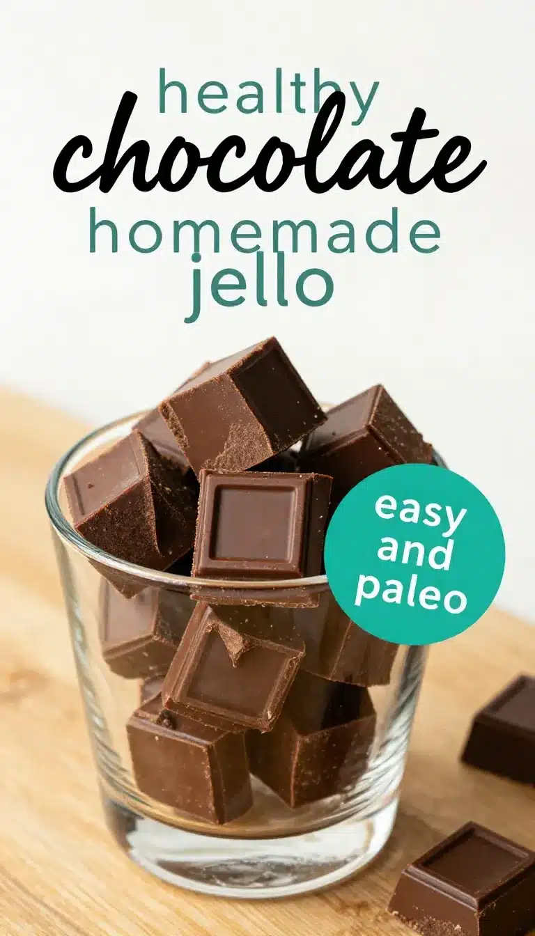 Healthy Chocolate Jello Recipe 9 A bowl of healthy chocolate jello topped with fresh berries and mint leaves