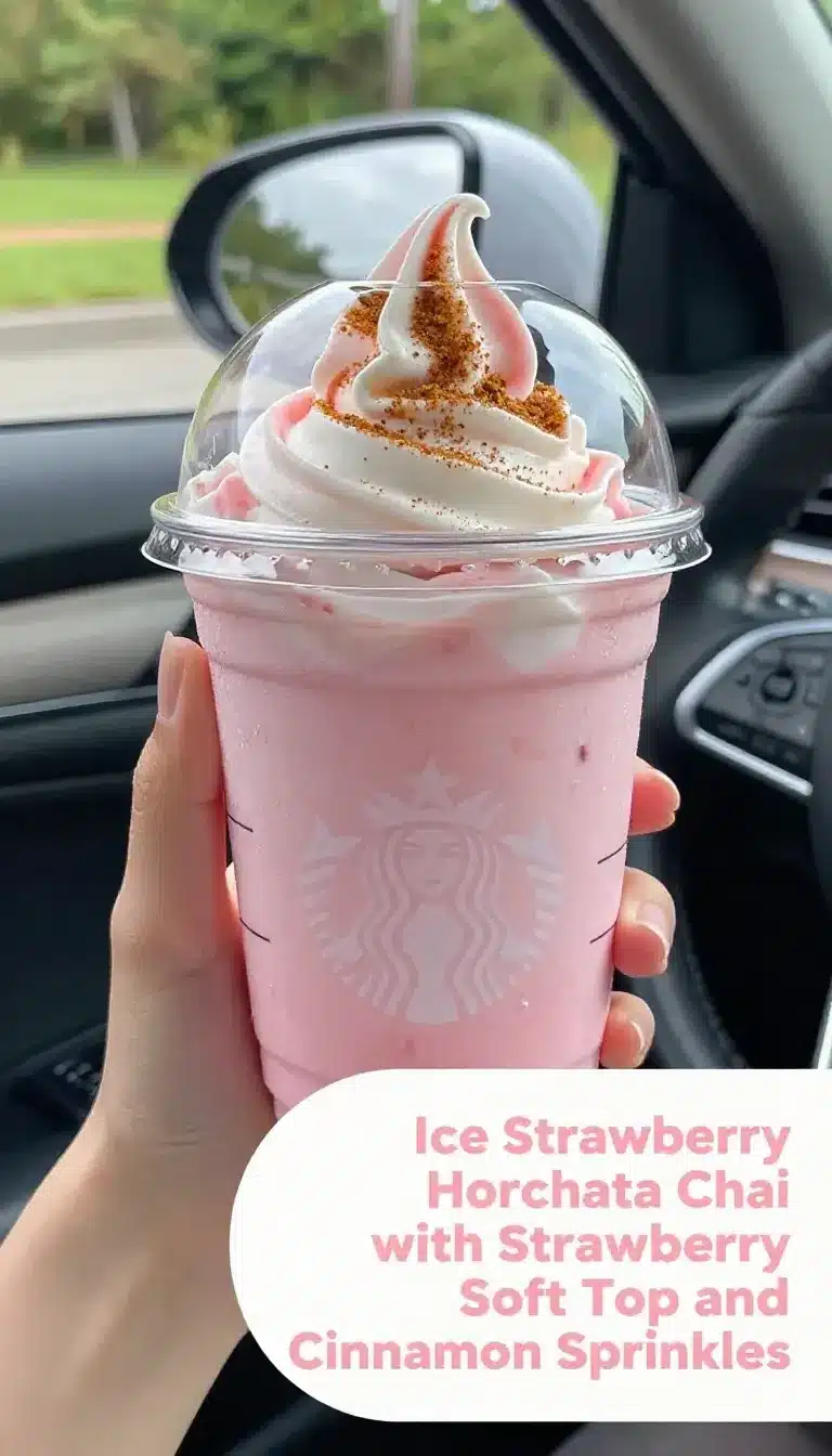 Dutch Bros Drinks: Iced Strawberry Horchata Chai Recipe 9 A refreshing iced strawberry horchata chai drink topped with whipped cream and strawberries