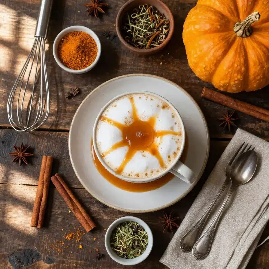 Home 96 Caramel Pumpkin Chai Latte with Pumpkin Cold Foam
