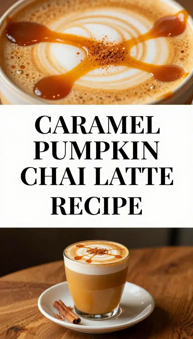 Caramel Pumpkin Chai Latte with Pumpkin Cold Foam 7 A steaming caramel pumpkin chai latte topped with creamy pumpkin cold foam in a ceramic mug.