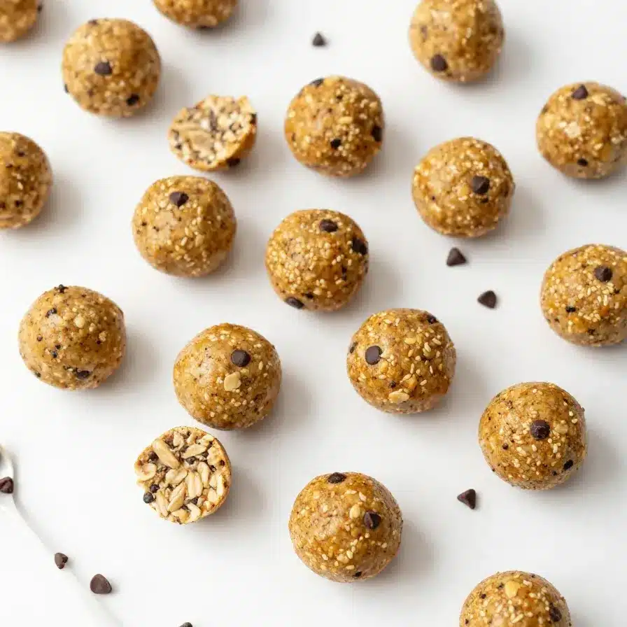 Energy Balls Recipe: Healthy No Bake 5 A plate of homemade energy balls made from nuts and dried fruits
