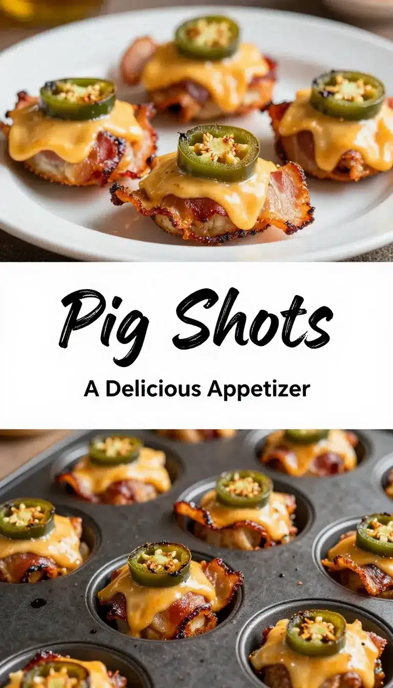 Pig Shots (Oven-Baked Recipe) 9 Close-up of oven-baked pig shots wrapped in crispy bacon and topped with melted cheese.