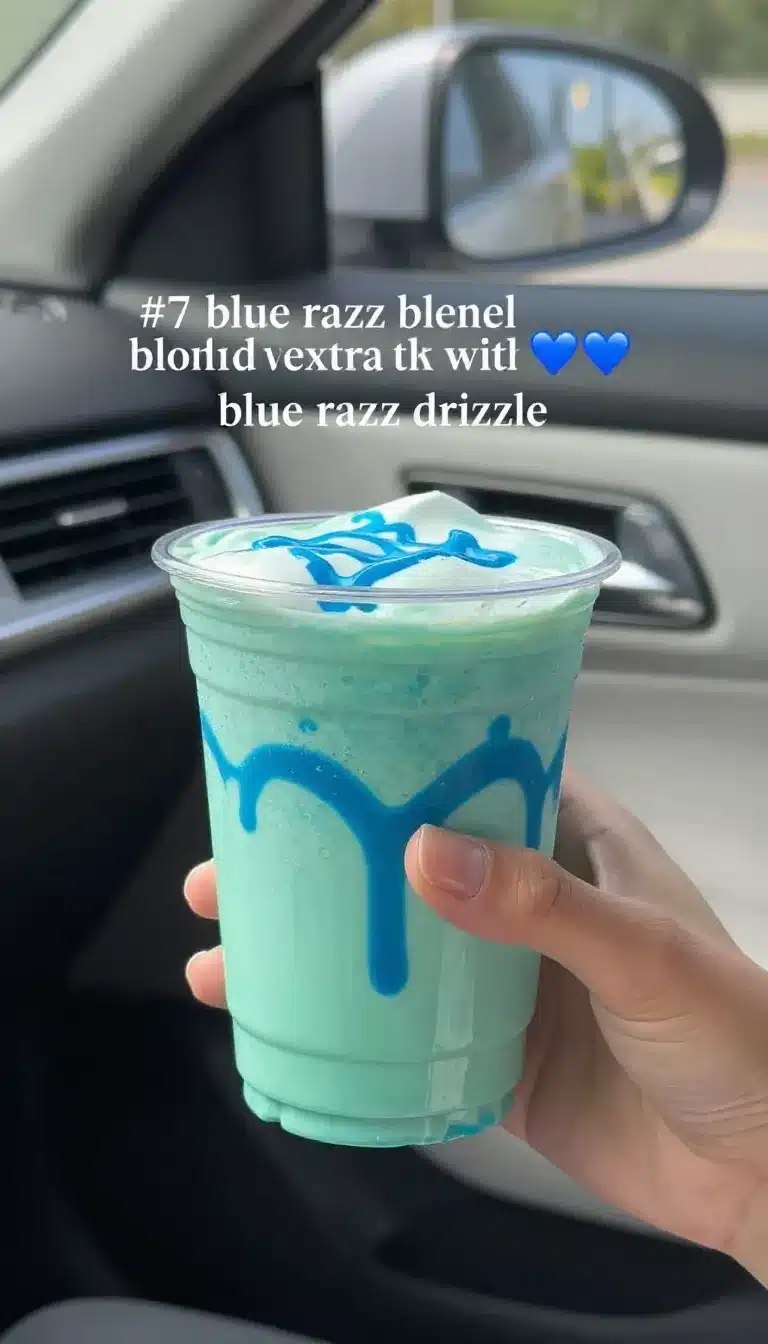 Windmill Drinks with Blue Raspberry Drizzle 9 Colorful windmill drinks topped with blue raspberry drizzle