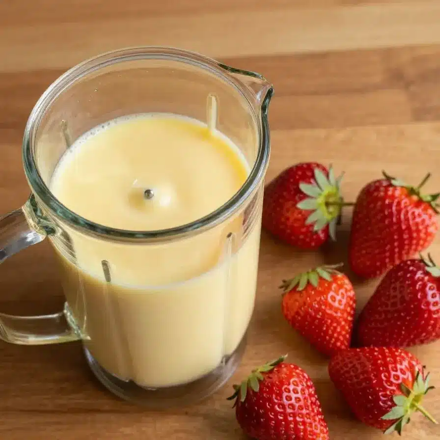 I put condensed milk in the strawberries and surprised everyone!