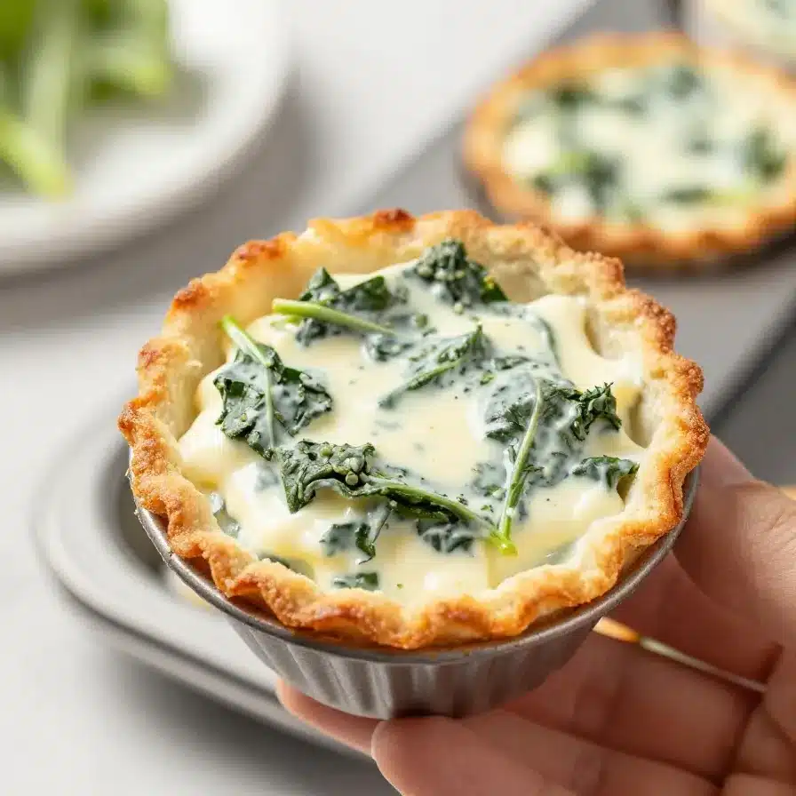 Spinach & Artichoke Wonton Cups 5 Delicious spinach and artichoke wonton cups filled with creamy mixture