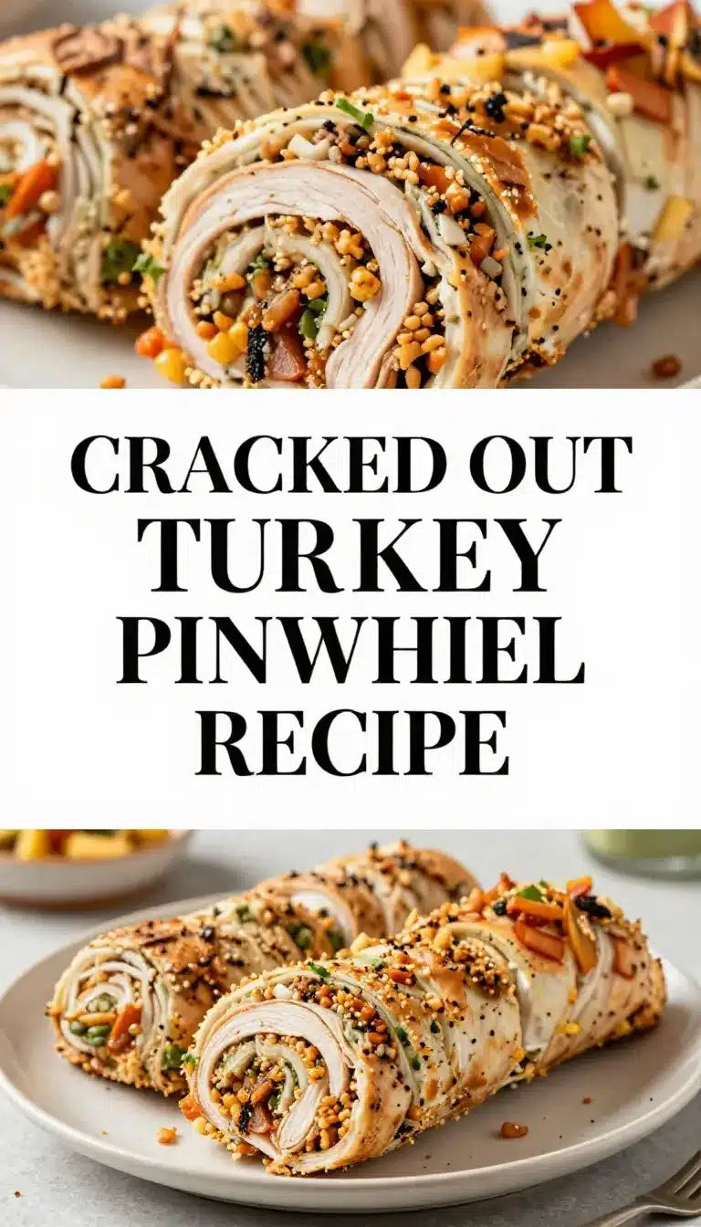Cracked Out Turkey Pinwheels Recipe 9 Close-up of cracked out turkey pinwheels served on a wooden platter.