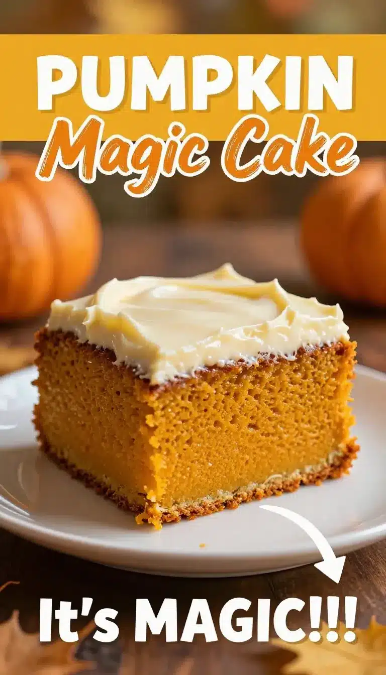 Magic Pumpkin Cake: A Delightful Dessert for Pumpkin Lovers 9 A beautifully decorated Magic Pumpkin Cake topped with whipped cream and pumpkin seeds