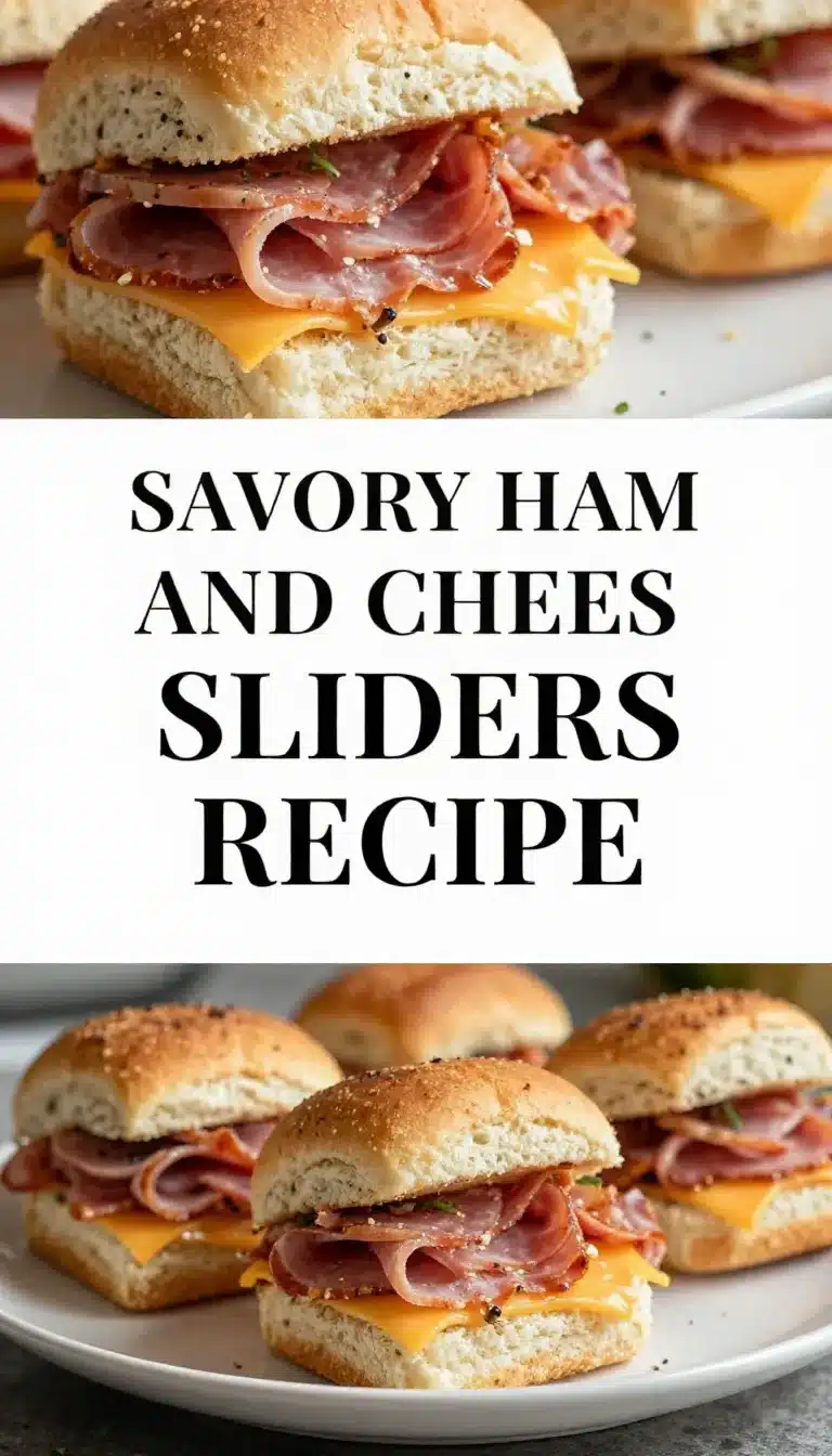 A plate of delicious ham and cheese sliders with melted cheese and garnishes