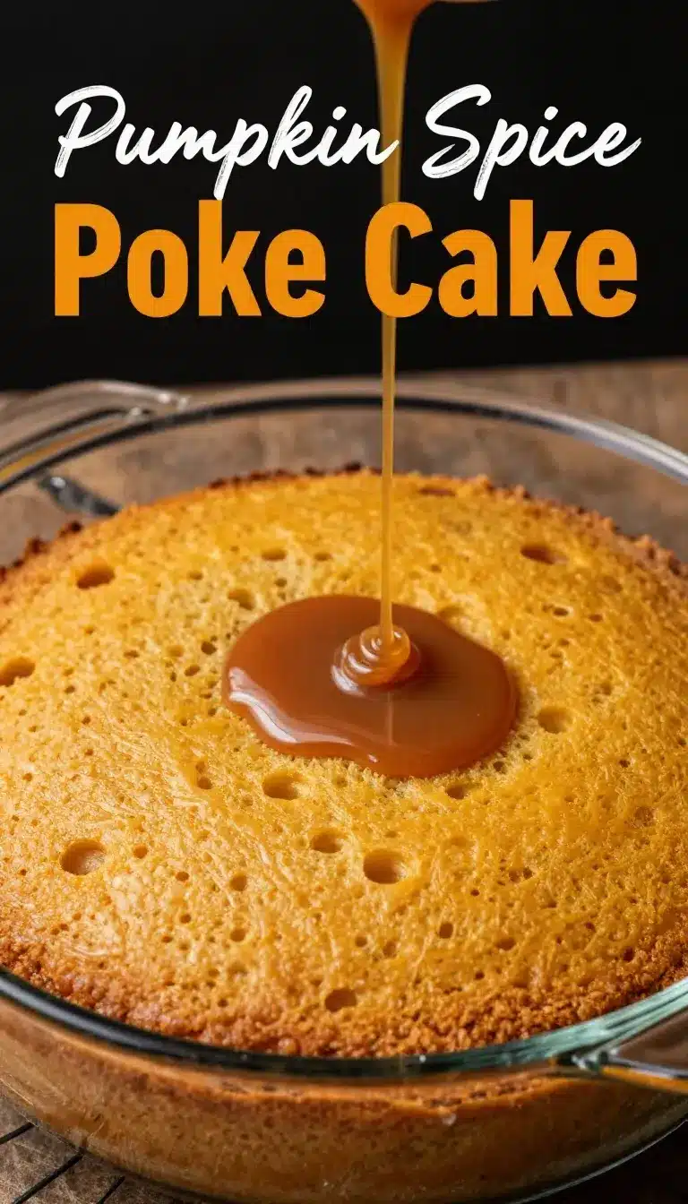 Pumpkin Spice Poke Cake - Easy and Delicious Recipe 9 A slice of pumpkin spice poke cake topped with whipped cream and sprinkled with cinnamon.