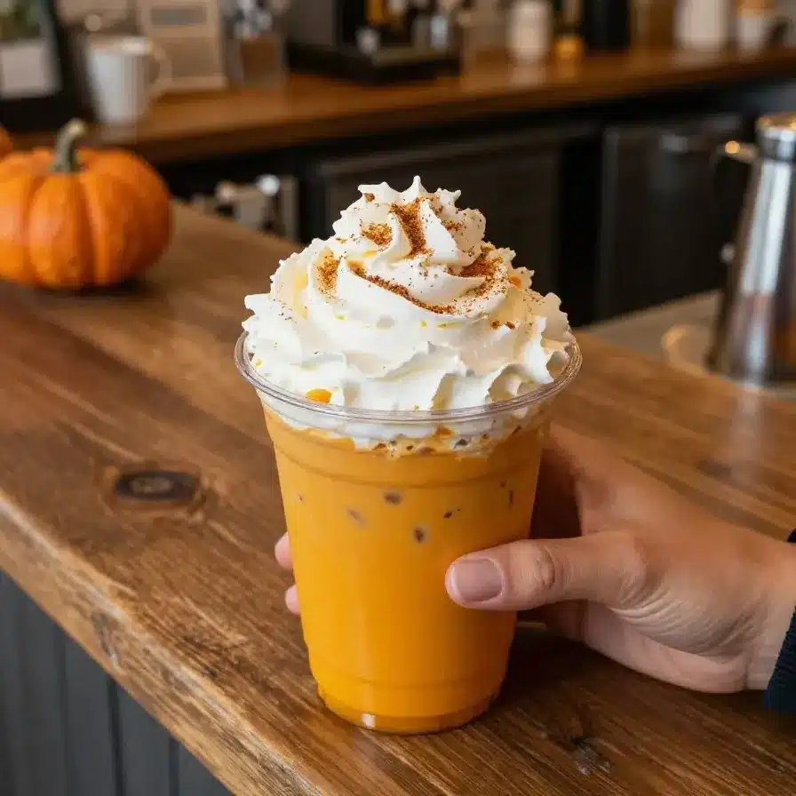 Jack O Lantern Starbucks Fall Pumpkin Spice Drink - Starbucks Menu Hack - Starbucks coffee 5 A Jack O Lantern-themed Starbucks fall drink featuring pumpkin spice flavor with a creative menu hack.