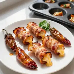 Close-up of oven-baked pig shots garnished with fresh parsley.