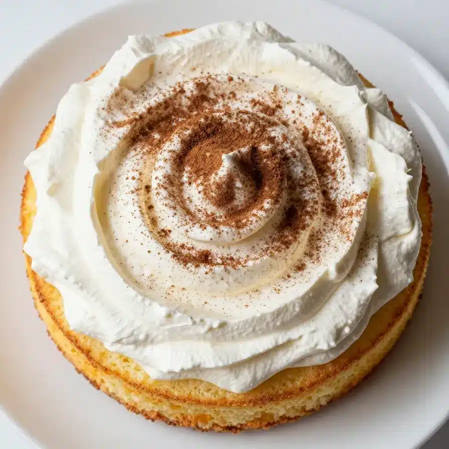 Tres Leches Cake Recipe - Delicious Milk-Soaked Sponge Cake 5 A slice of Tres Leches cake topped with whipped cream and fresh strawberries on a white plate