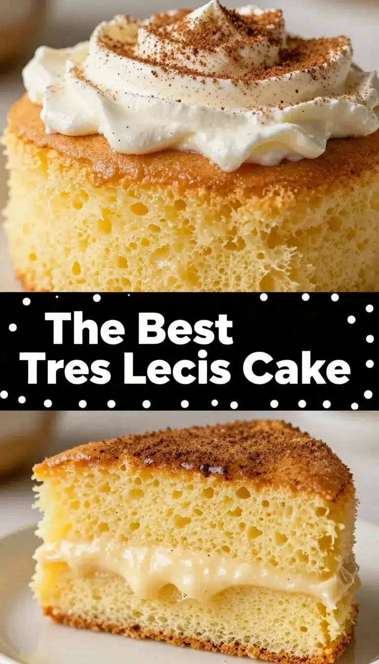 Tres Leches Cake Recipe - Delicious Milk-Soaked Sponge Cake 9 A slice of Tres Leches cake topped with whipped cream and fresh strawberries on a white plate