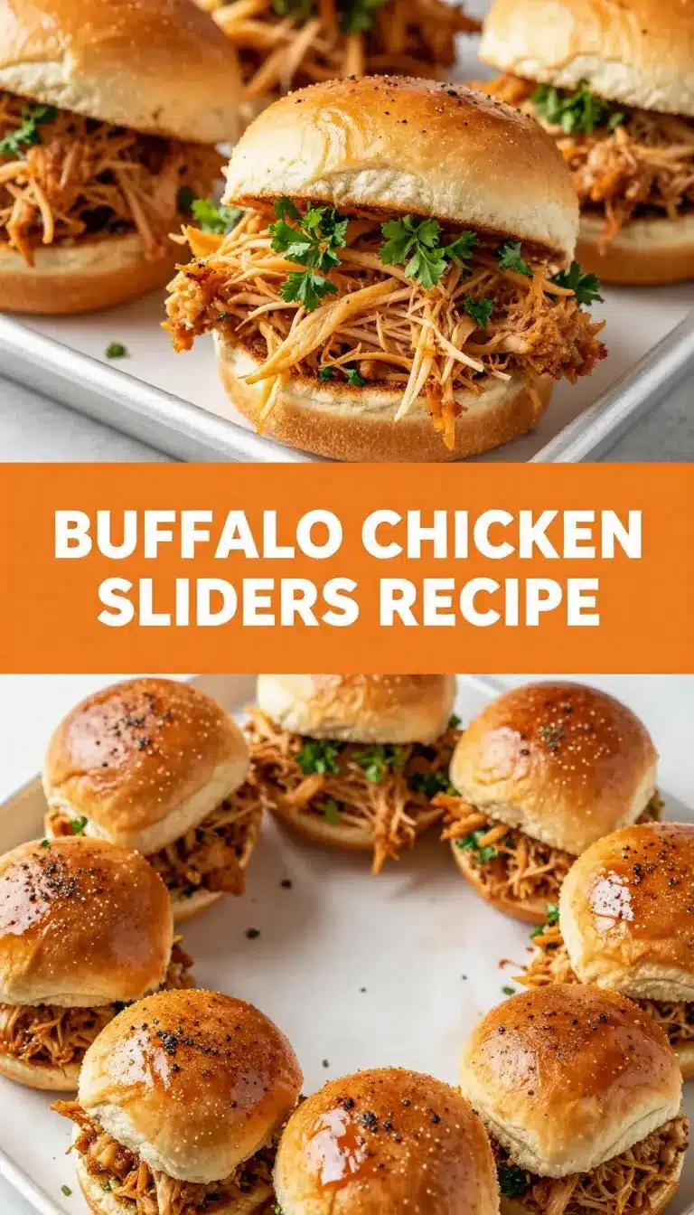 Buffalo Chicken Sliders 9 Close-up of buffalo chicken sliders on a wooden serving board.