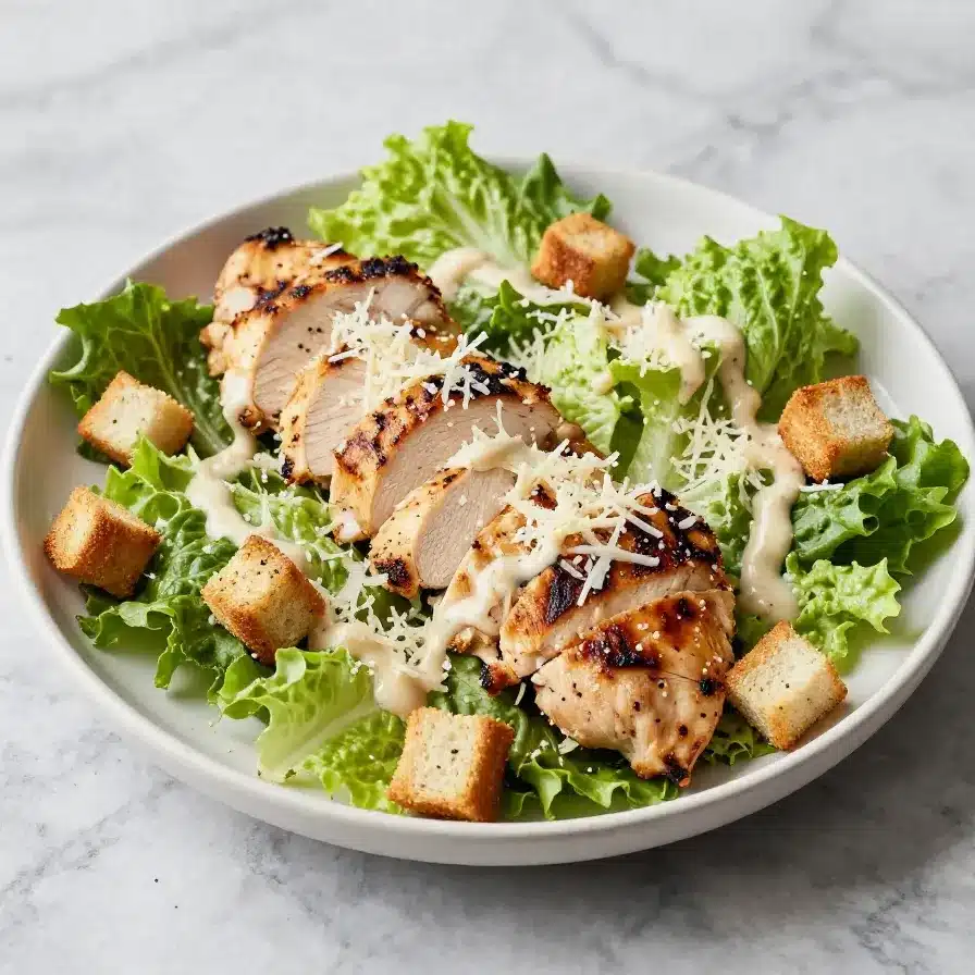 Damn Delicious Chicken Caesar Salad 5 A fresh Chicken Caesar Salad with grilled chicken, romaine lettuce, croutons, and Parmesan cheese