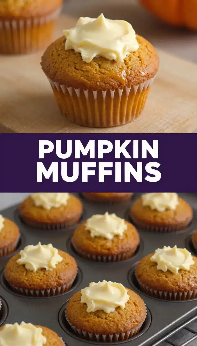 A freshly baked Starbucks-style pumpkin cream cheese muffin on a wooden table