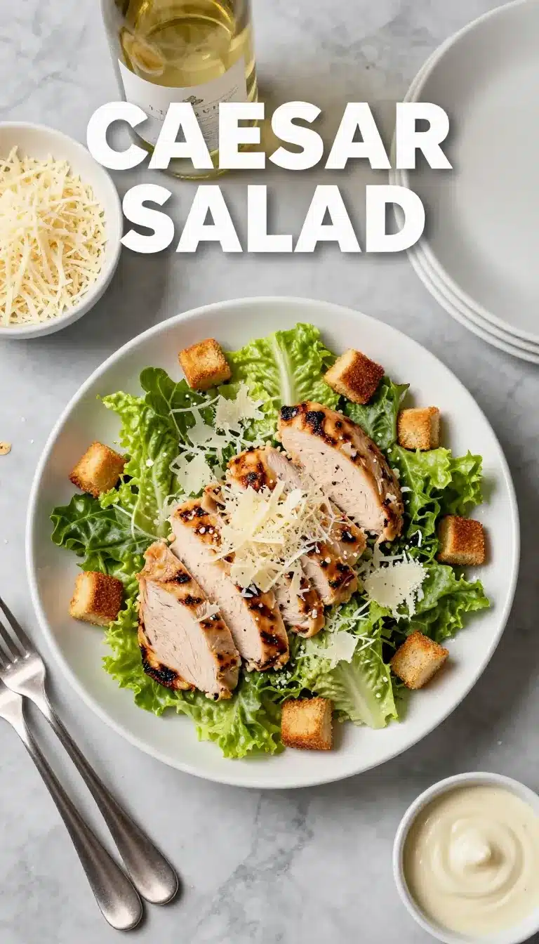 Damn Delicious Chicken Caesar Salad 9 A fresh Chicken Caesar Salad with grilled chicken, romaine lettuce, croutons, and Parmesan cheese