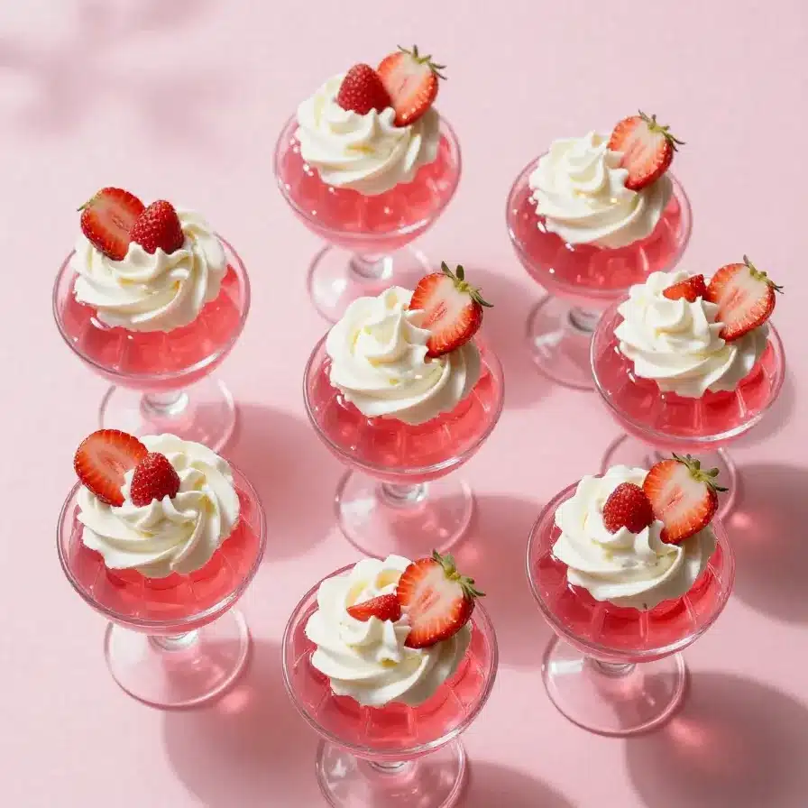 Greek Yogurt Jello Dessert 5 A colorful Greek yogurt jello dessert served in a glass bowl with fresh berries on top